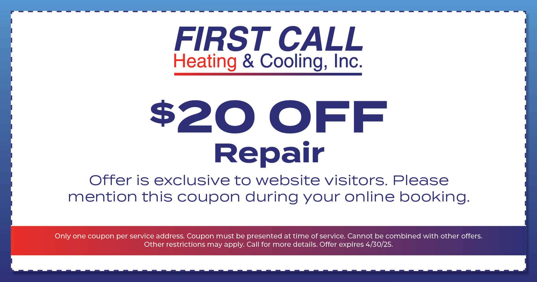  OFF Repair exclusive to website visitors.