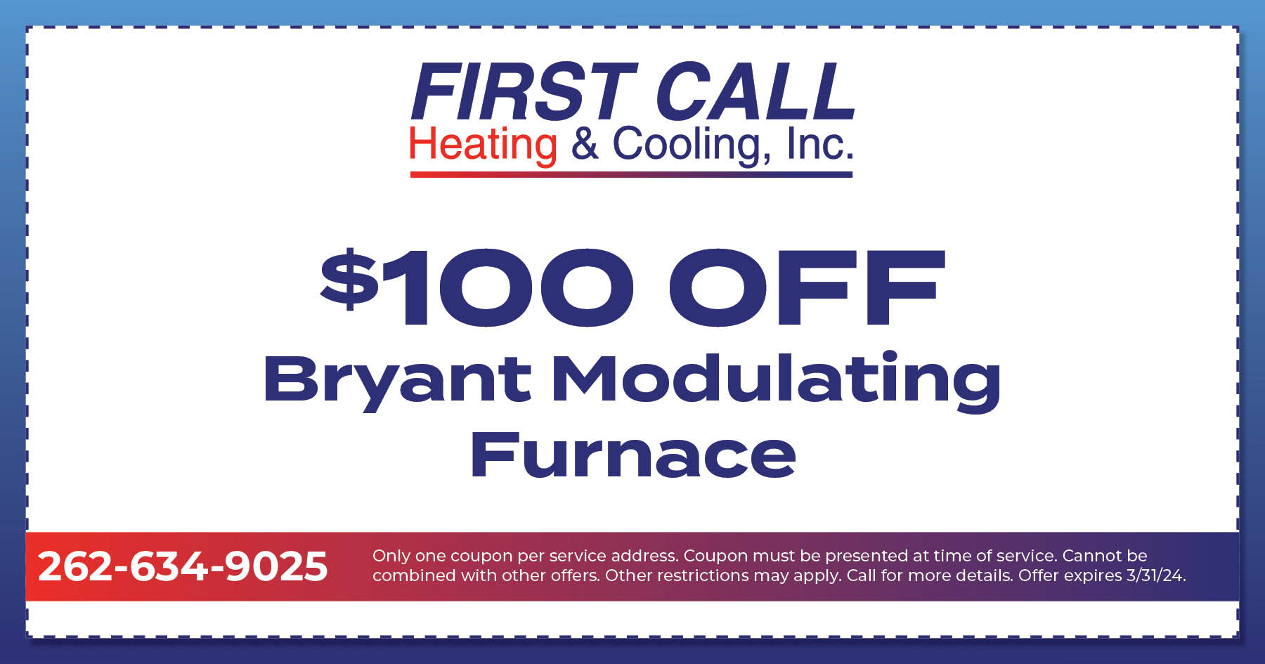 0 off Bryant Modulating Furnace.