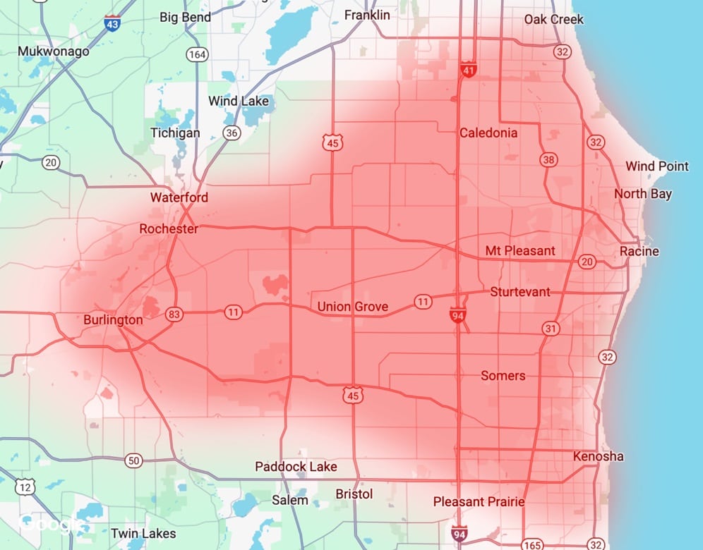 First Call Heating & Cooling service area map image.